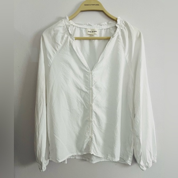 Cloth & Stone ruffle collar raglan sleeve shirt S - Picture 2 of 9